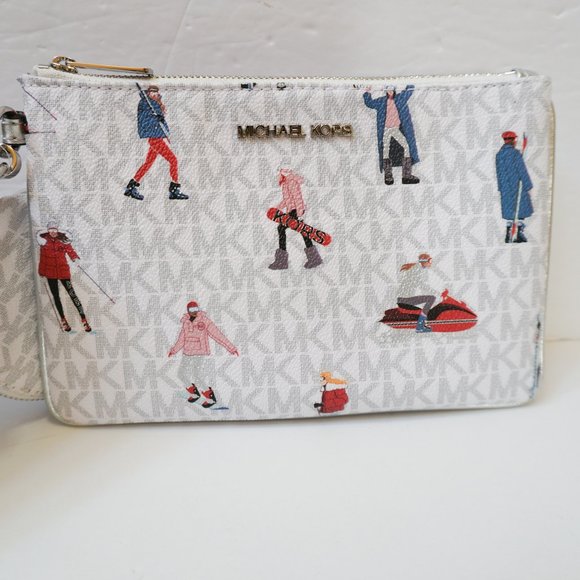 Michael Kors Jet Set Girls JST Ski Multi Wristlet Trio MK Bright White Multi - Picture 3 of 11